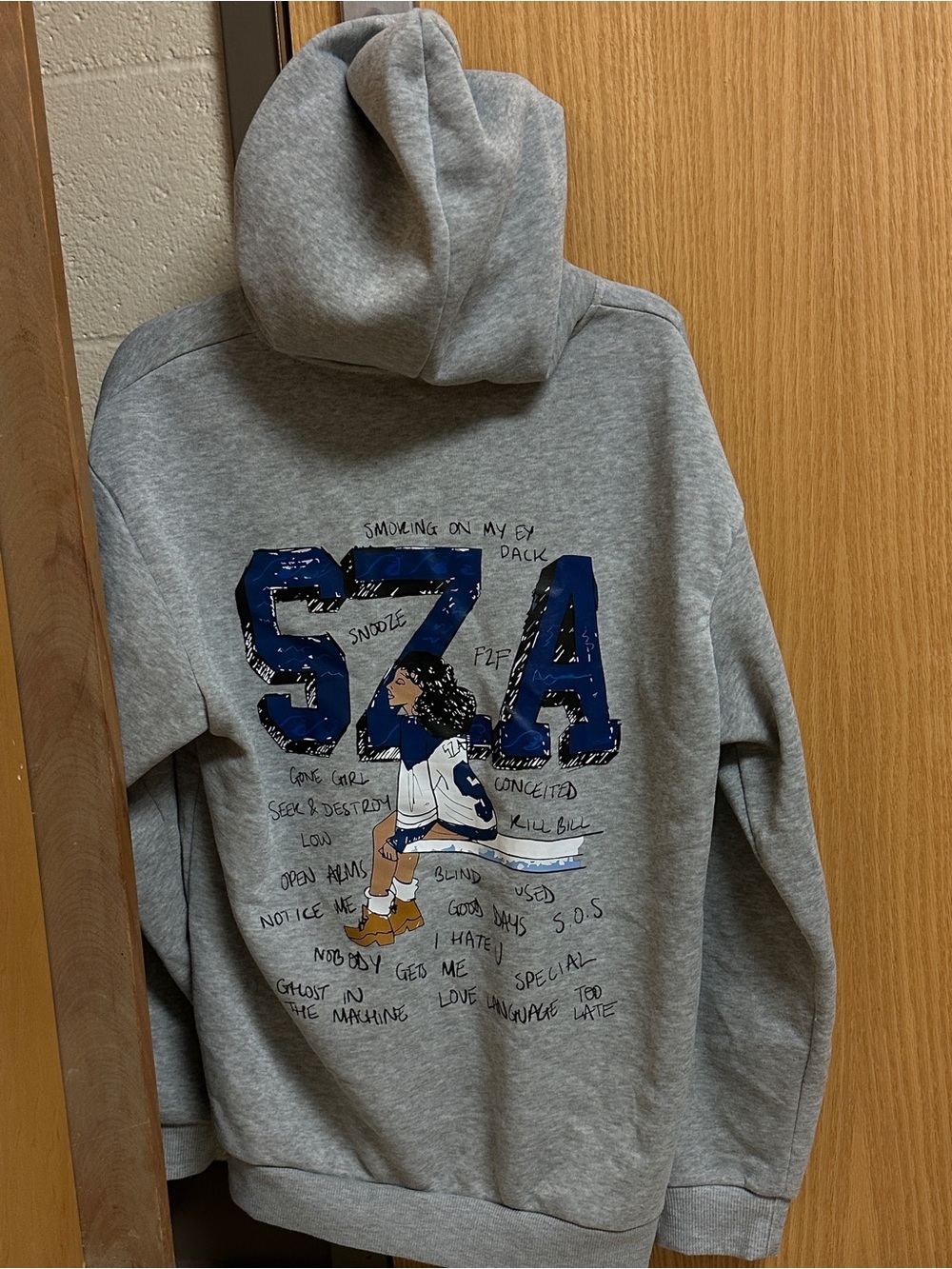 Unbranded Gray 'SZA' Graphic Hoodie - unisex Casual Pullover